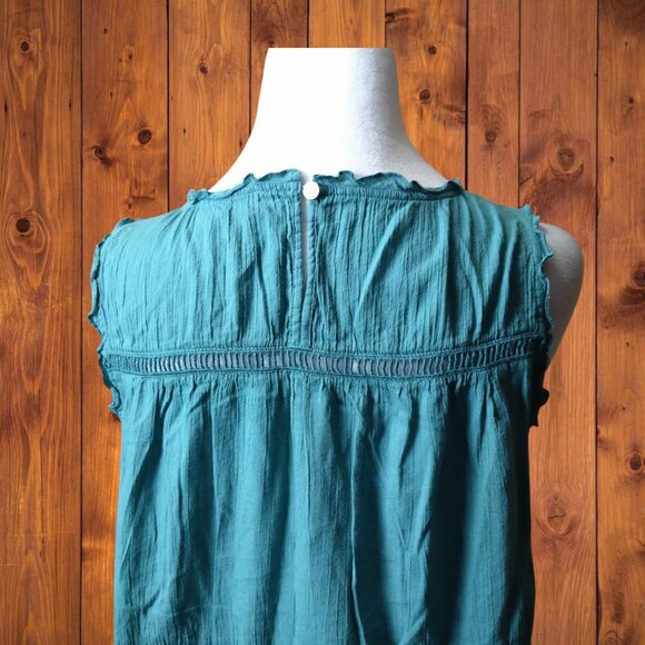 Ann Taylor LOFT Women's Petite Small Tiered Ruffle Boho Peasant Tank Blouse - Picture 7 of 8
